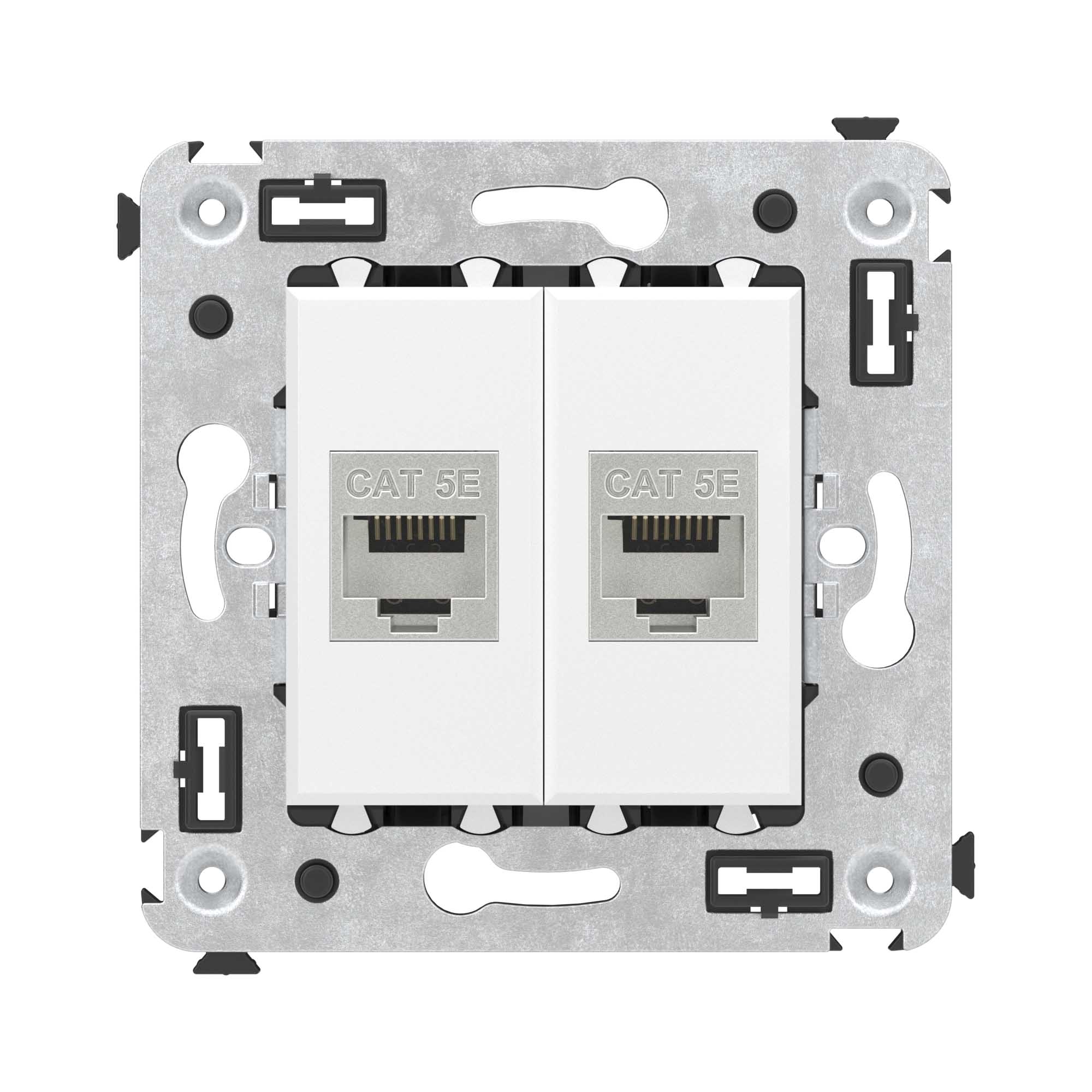 Компьютерная розетка RJ-45 без шторки, кат.5e двойная экранированная Avanti белое облако (4400764)
