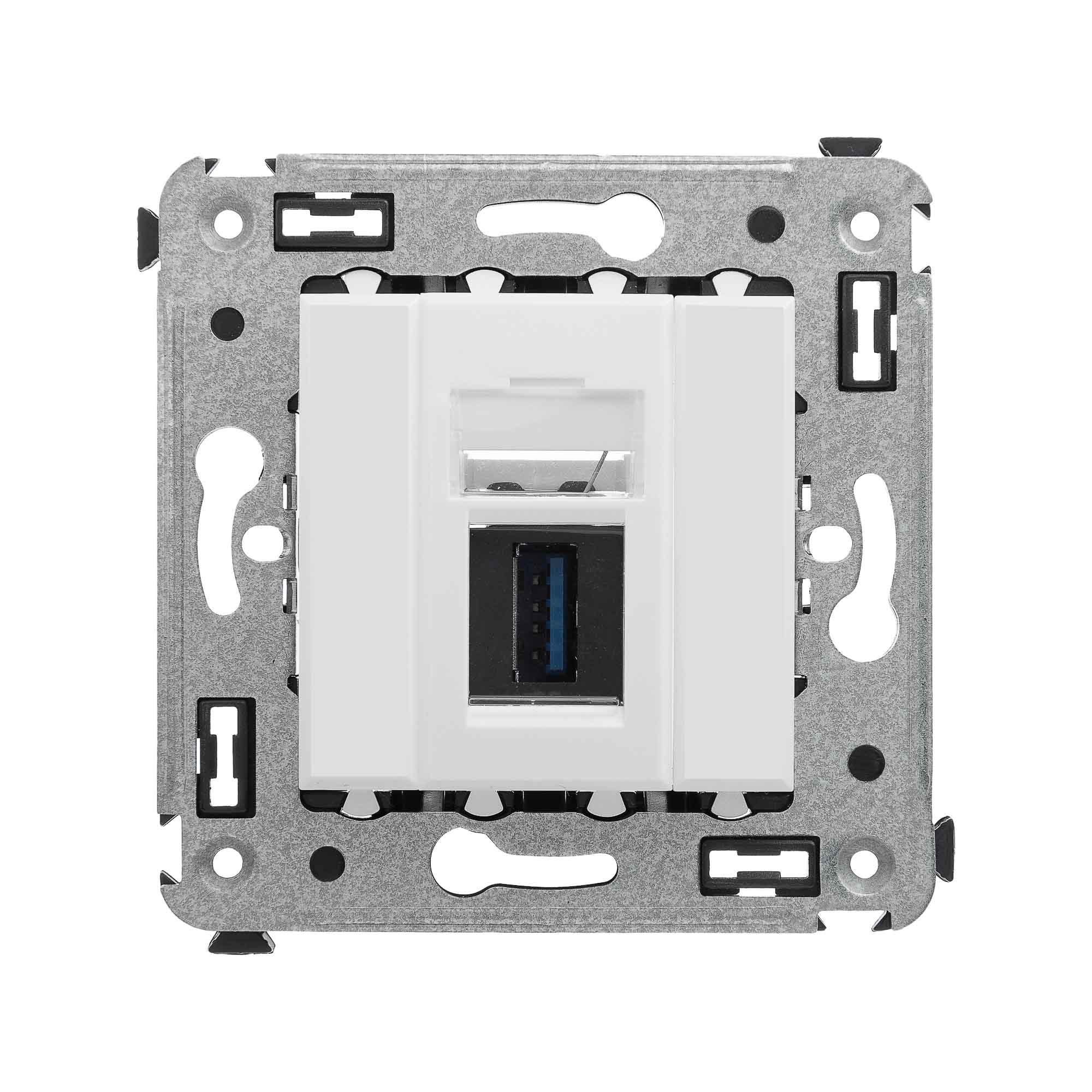 Розетка USB 3.0 одинарная в стену, тип А-А, белое облако, Avanti (4400303)