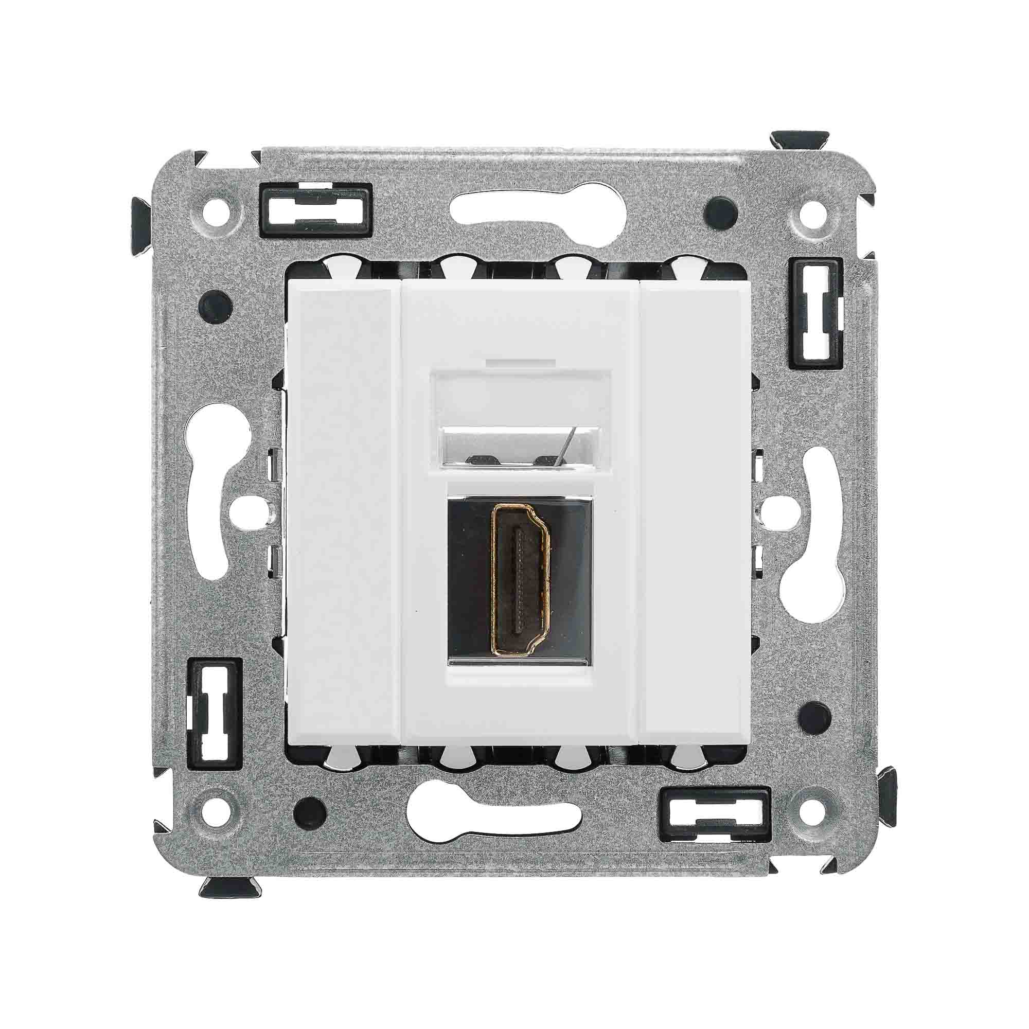 Розетка HDMI одинарная в стену, тип А-А, белое облако, Avanti (4400253)