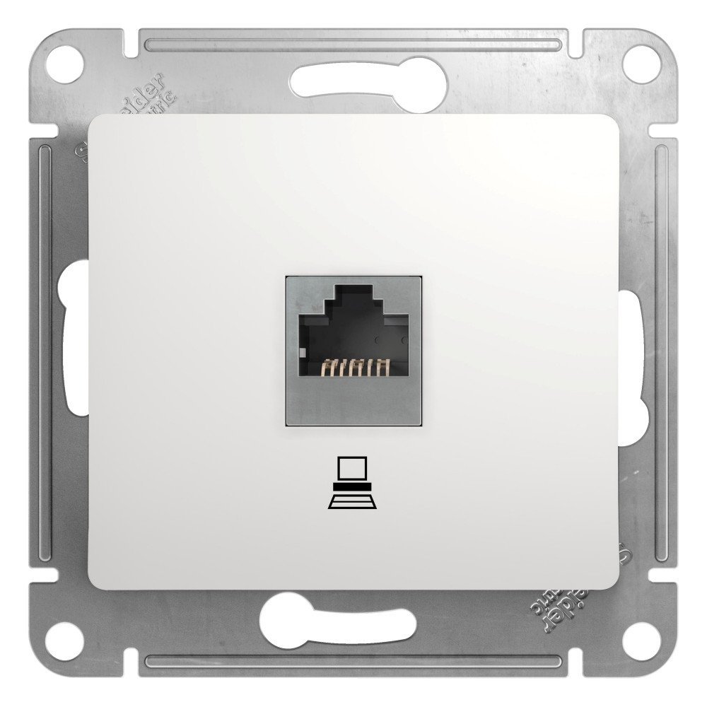 Glossa розетка RJ45 1-местная, кат. 5Е, скрытой установки, механизм, белый (GSL000181K)