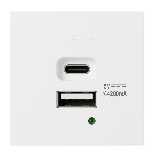 Розетка USB А+С, 4,2А, 5В, 21Вт LK45 белый (857904)