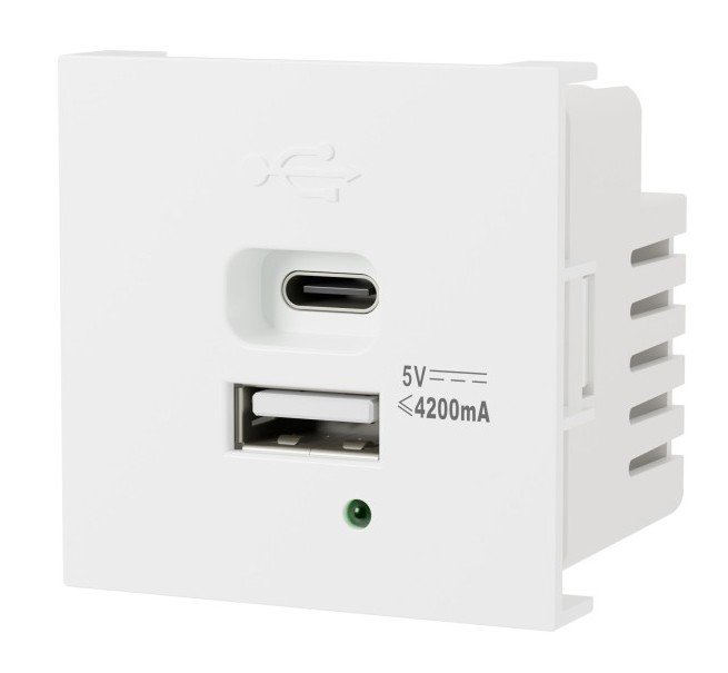 Розетка USB А+С, 4,2А, 5В, 21Вт LK45 белый (857904)