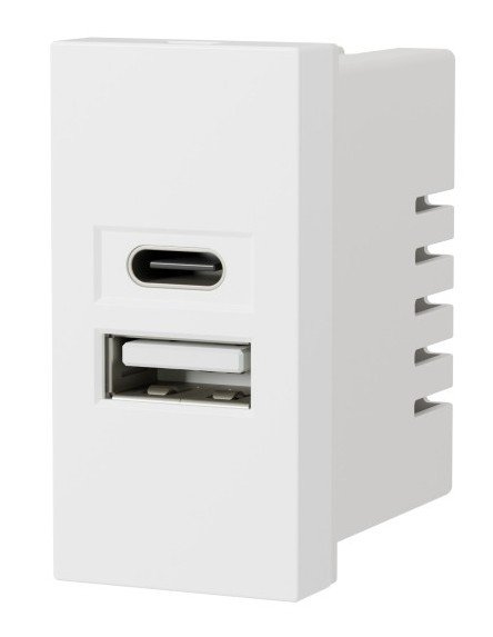 Розетка USB А+С, 2,1А, 5В, 10,5Вт LK45 белый (858204)