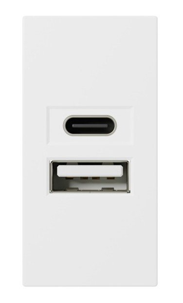 Розетка USB А+С, 2,1А, 5В, 10,5Вт LK45 белый (858204)