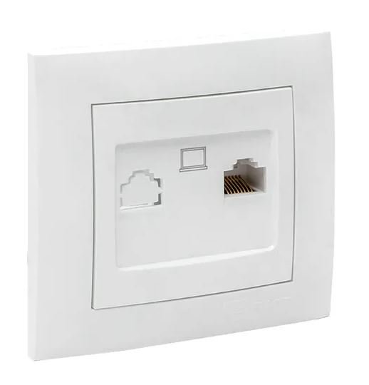 Валенсия Розетка компьютерная RJ-45 1-местная белая (EWK01-035-10)