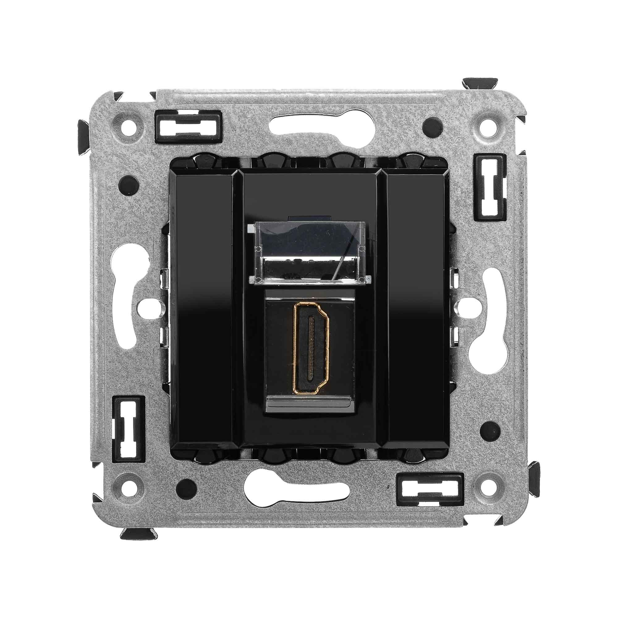 Розетка HDMI одинарная в стену, тип А-А, черный квадрат, Avanti (4402253)