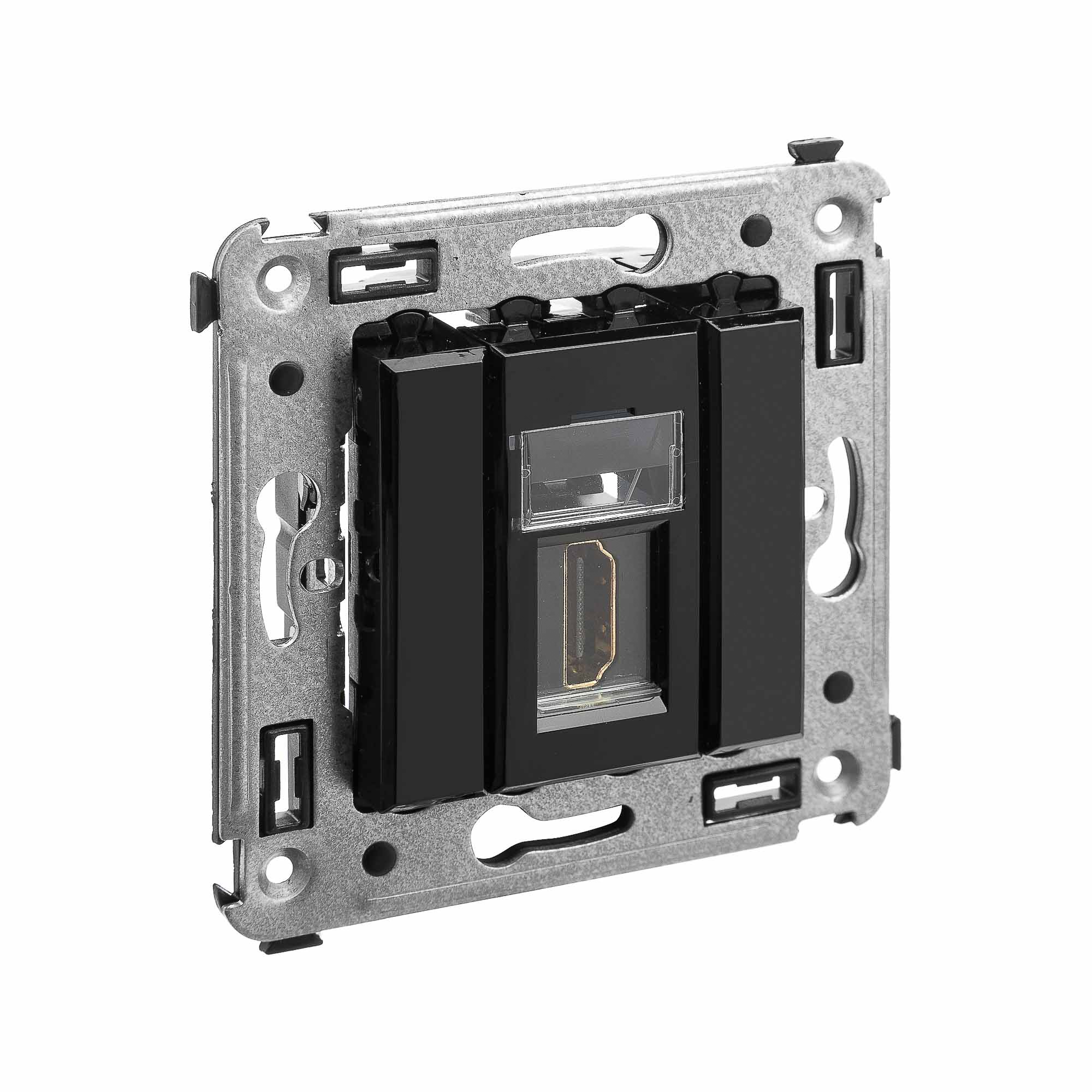 Розетка HDMI одинарная в стену, тип А-А, черный квадрат, Avanti (4402253)