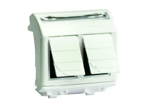Розетка двойная RJ-45 Brava 2 модуля кат.6 8P8C белая (76452B)
