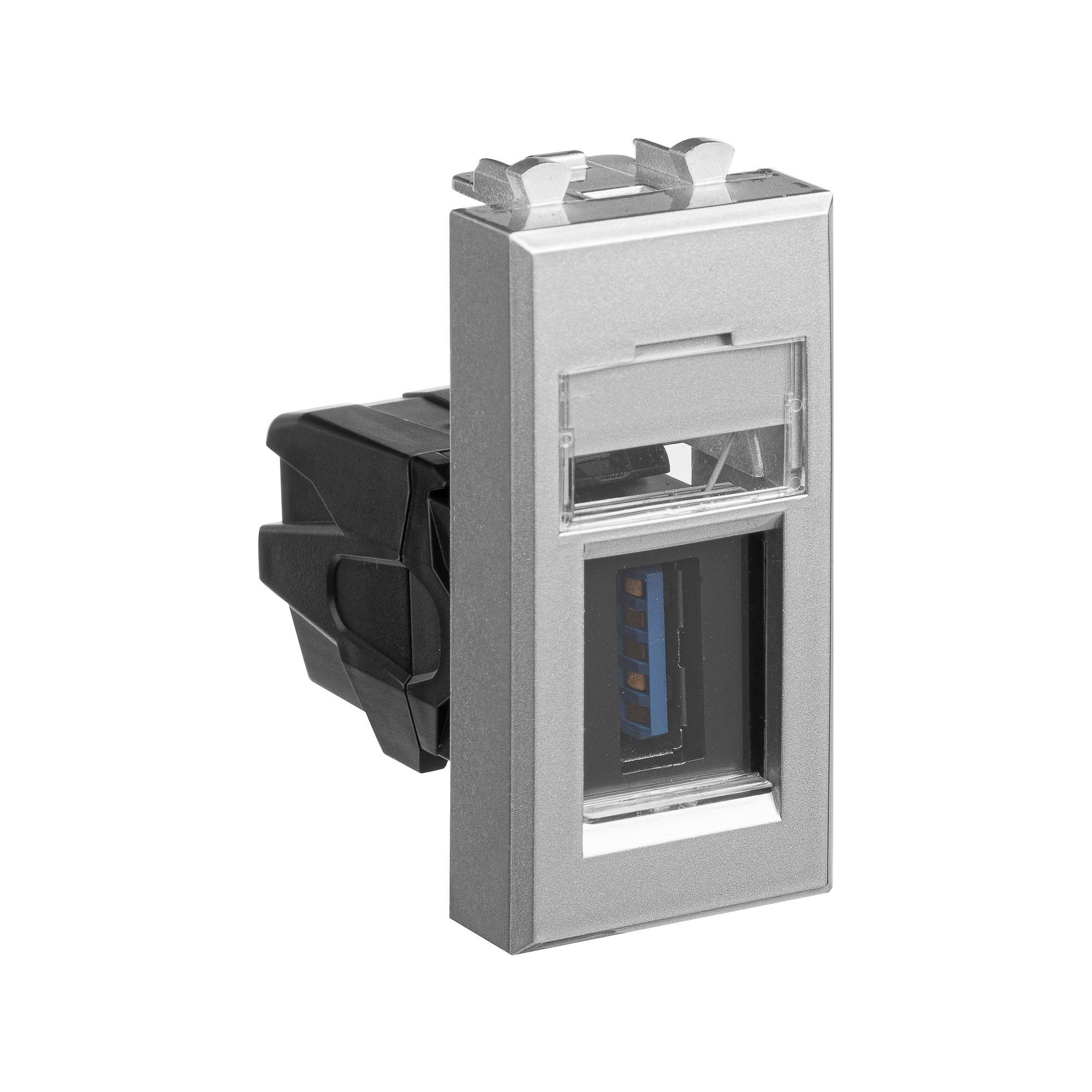 Розетка USB 3.0 модульная, тип А-А, закаленная сталь, 1 модуль, Avanti (4404301)