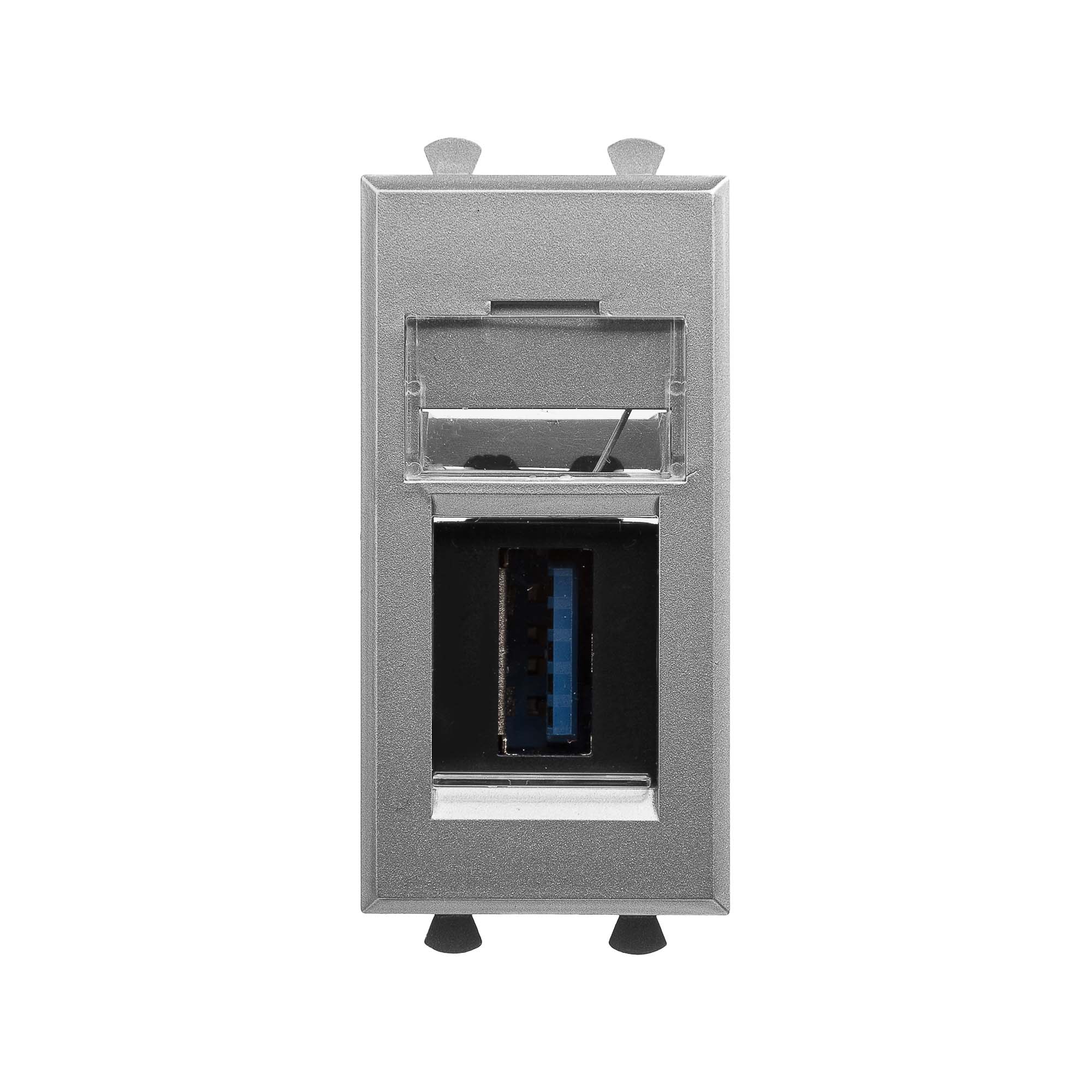 Розетка USB 3.0 модульная, тип А-А, закаленная сталь, 1 модуль, Avanti (4404301)