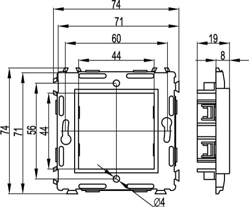 Каркас на 2 модуля (одноместный), черный (75020N)