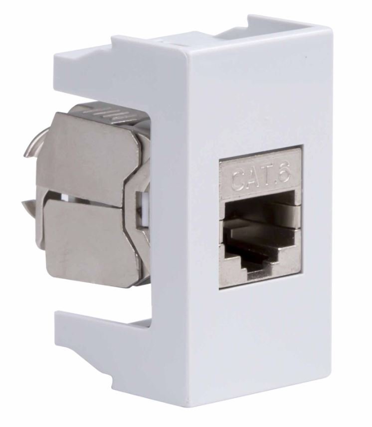 Розетка RJ-45 Viva 1 модуль кат.6 экранированная 8P8C серая (45168)