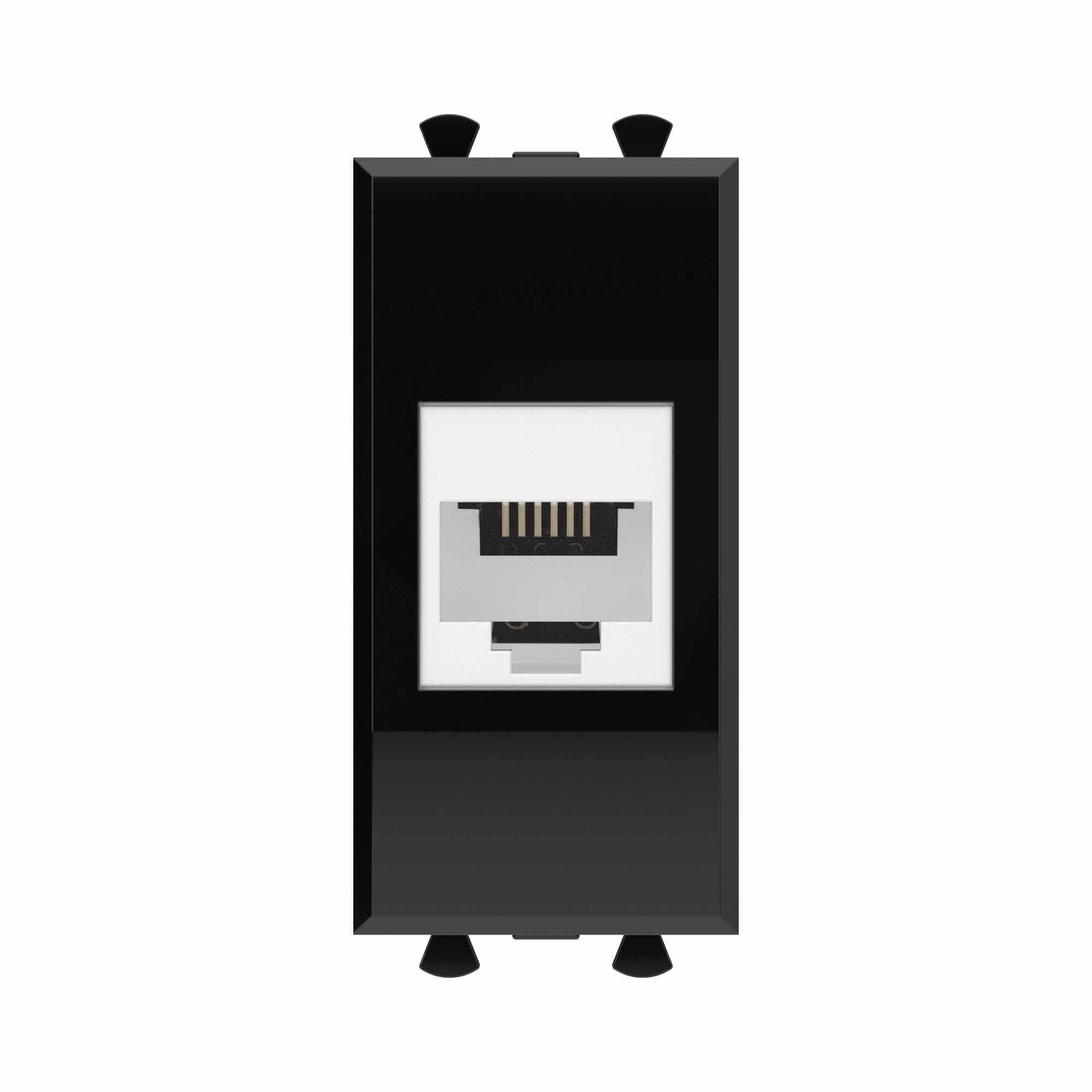 Розетка RJ-12 без шторки модульная, Avanti, черный квадрат, 1 модуль (4402611)
