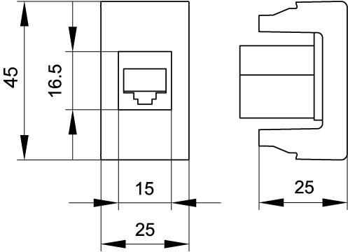 Розетка RJ-45 Viva 1 модуль кат.6Е 8P8C черная (45258)