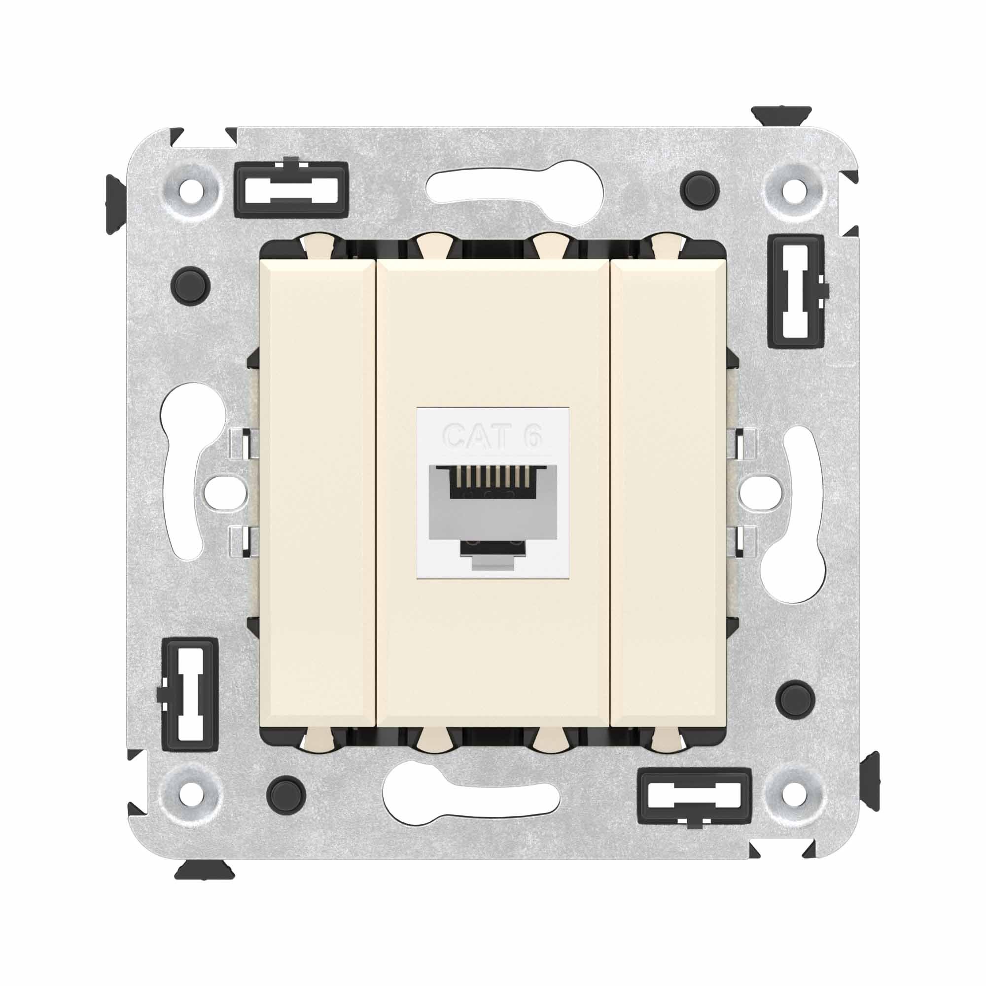 Розетка RJ-45 в стену, кат.6E, Avanti, одинарная, ванильная дымка (4405693)