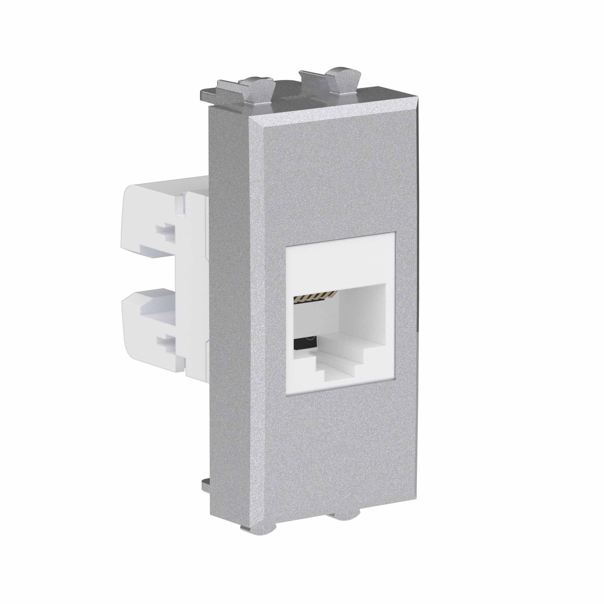 Розетка RJ-12 без шторки модульная, Avanti, закаленная сталь, 1 модуль (4404611)
