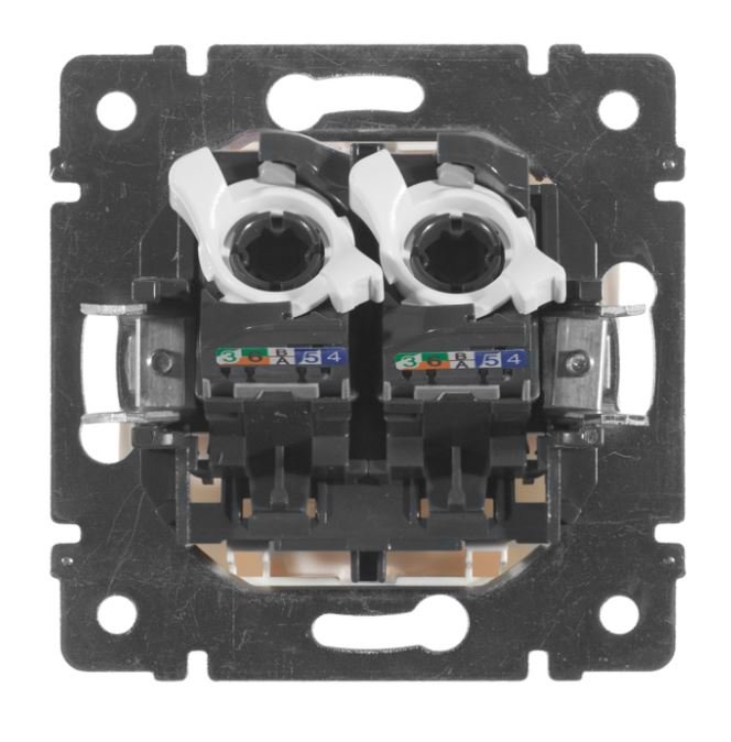 Valena розетка компьютерная 2xRJ45, Cat.5Е UTP, скрытой установки, белый (774231)