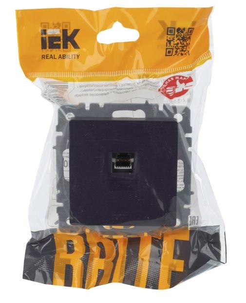Розетка компьютерная 1-местная RJ45 кат.5E BRITE РК10-БрЧ скрытой установки черный (BR-K10-1-K02)