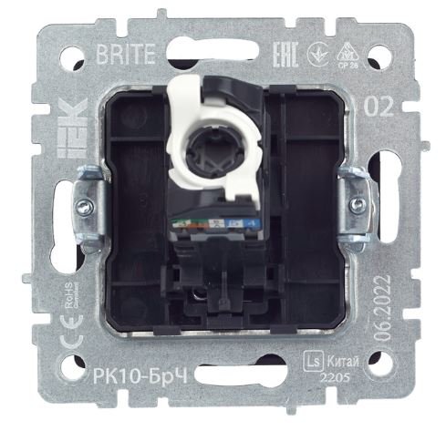 Розетка компьютерная 1-местная RJ45 кат.5E BRITE РК10-БрЧ скрытой установки черный (BR-K10-1-K02)