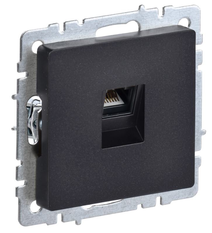 Розетка компьютерная 1-местная RJ45 кат.5E BRITE РК10-БрЧ скрытой установки черный (BR-K10-1-K02)