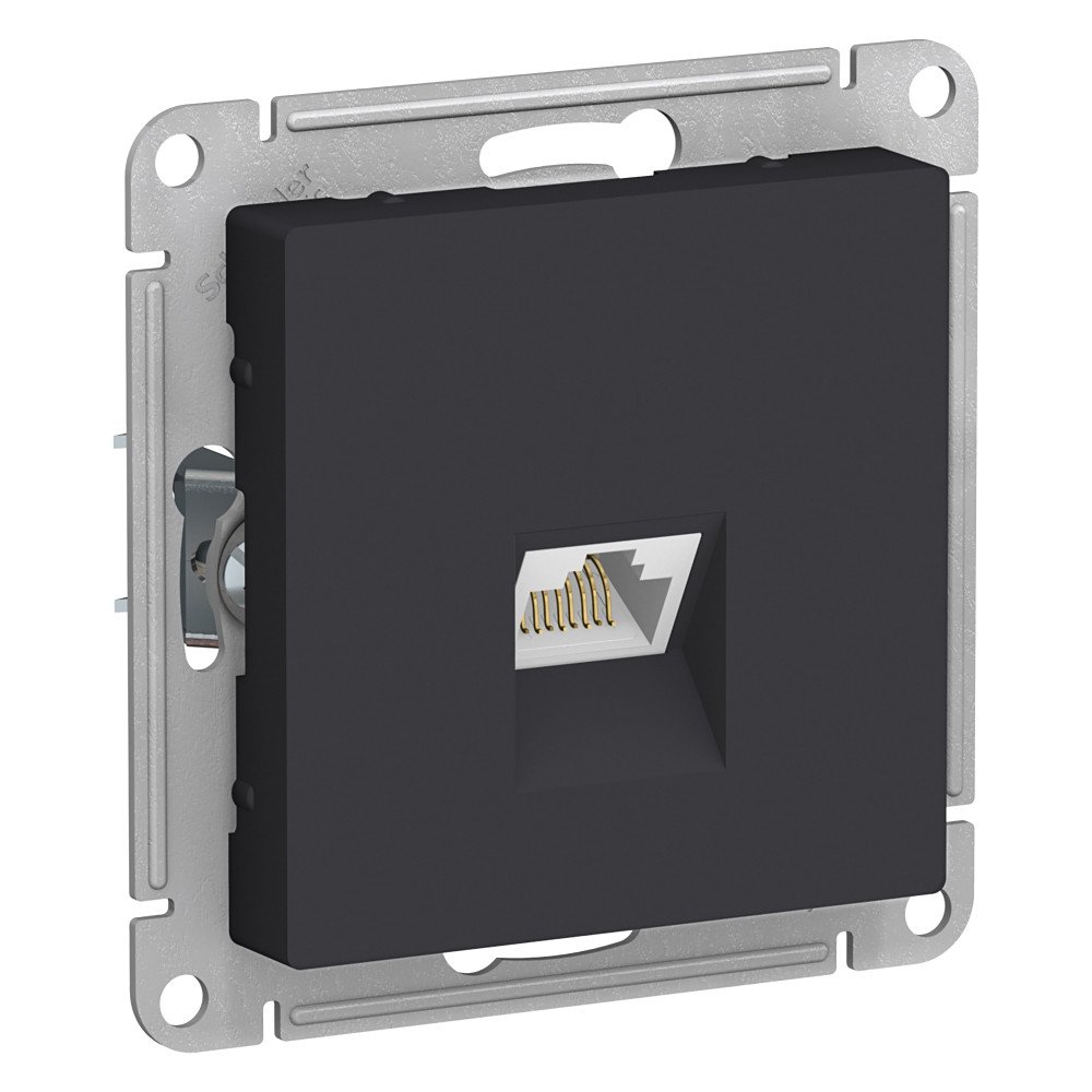 AtlasDesign розетка RJ45, кат.5Е, 1-местная, скрытой установки, механизм, карбон (ATN001083)