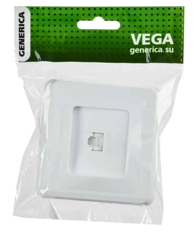 Розетка компьютерная 1-местная VEGA RJ45 РК10-ВБ кат.5е скрытой установки белый (EKV15-K01-DM)