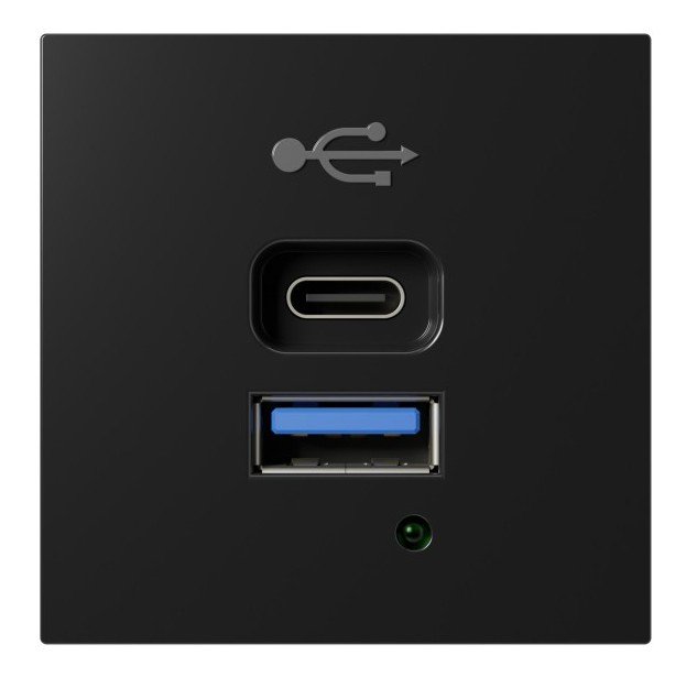 Розетка USB А+С, протоколы QC 3.0, PD, 20Вт LK45 черный (858108)