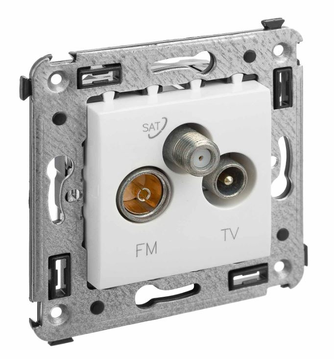 Розетка TV-FM-SAT в стену, Avanti, белое облако (4400533)