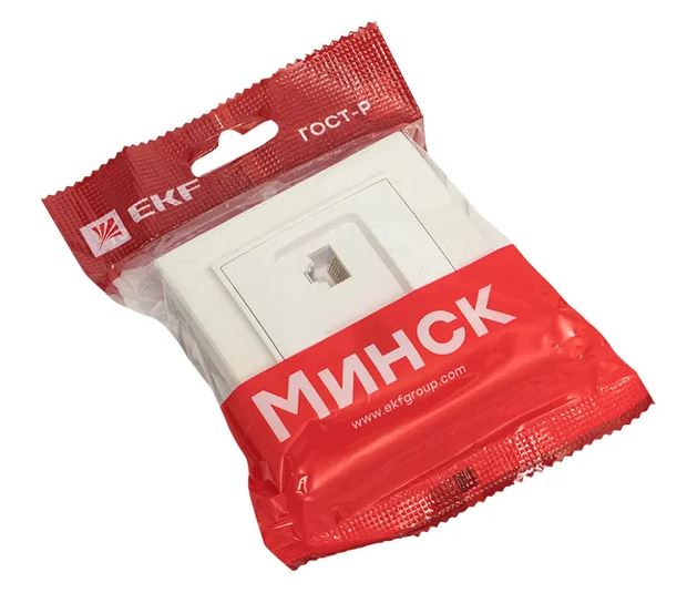 Минск Розетка RJ-45 2-местная СП белая (ERK02-035-10)