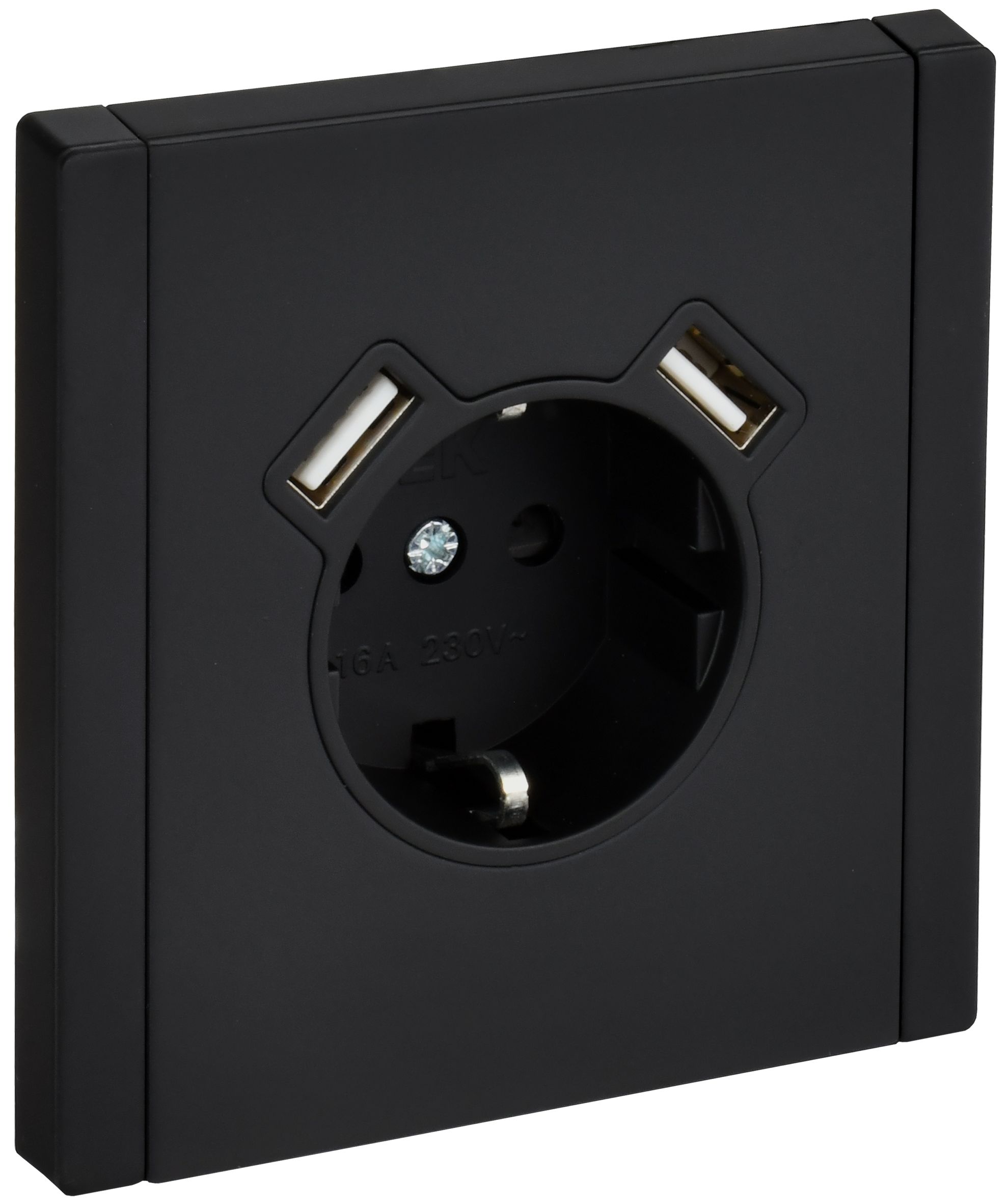 FORTE&PIANO Розетка USB A+A 3,1А FP145M с заземлением с защитными шторками винтовое крепление скрытой установки 16А металл черный (FP-R14-16-U21-D31-M-K02)
