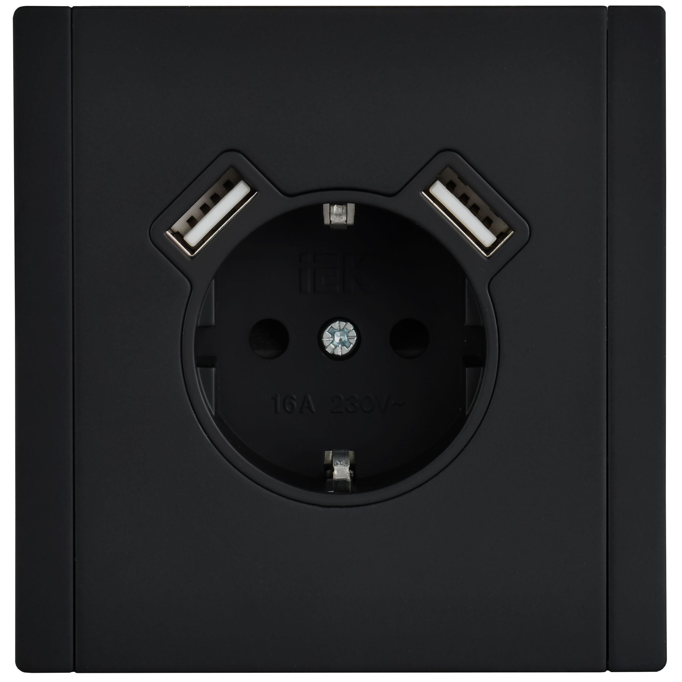 FORTE&PIANO Розетка USB A+A 3,1А FP145M с заземлением с защитными шторками винтовое крепление скрытой установки 16А металл черный (FP-R14-16-U21-D31-M-K02)
