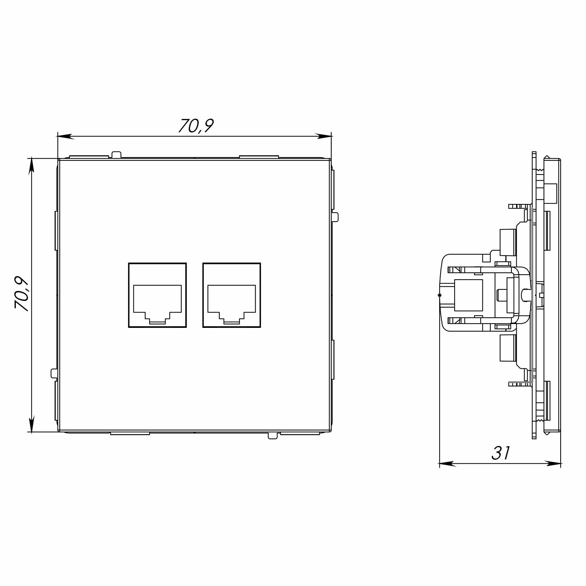 Розетка RJ-45 KANT 5E двойная белая магнолия (7000664)
