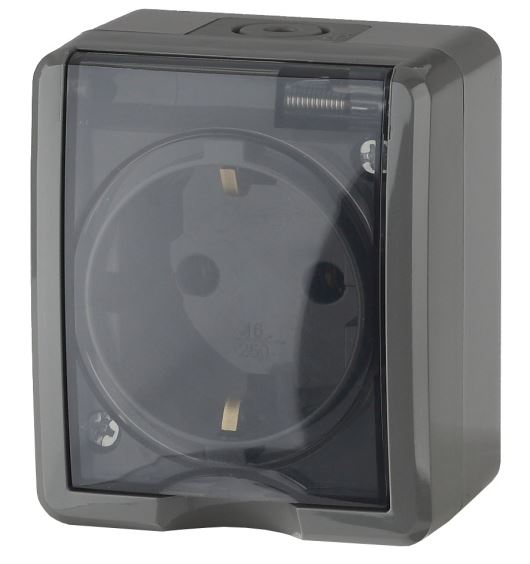 Розетка ОУ Эксперт 11-2401-03 16А IP54 250В 2P+E серый ЭРА (Б0020713)