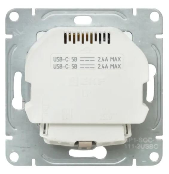 Механизм розетки с USB-C - 2 шт, 16А, с заземлением, со шторками, шампань Эпика (UP1-SOC-111-2USBC)