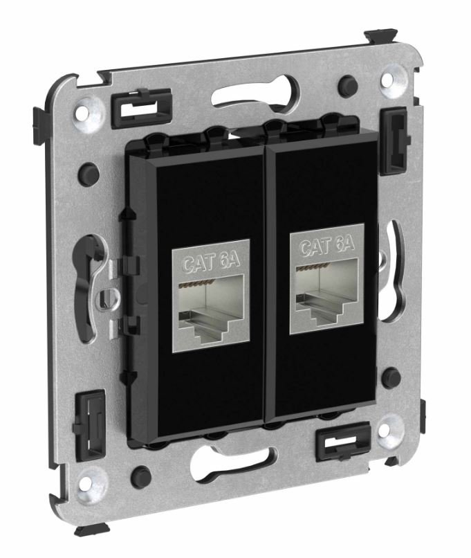 Розетка RJ-45 кат.6А двойная экранированная Avanti черный квадрат (4402774)