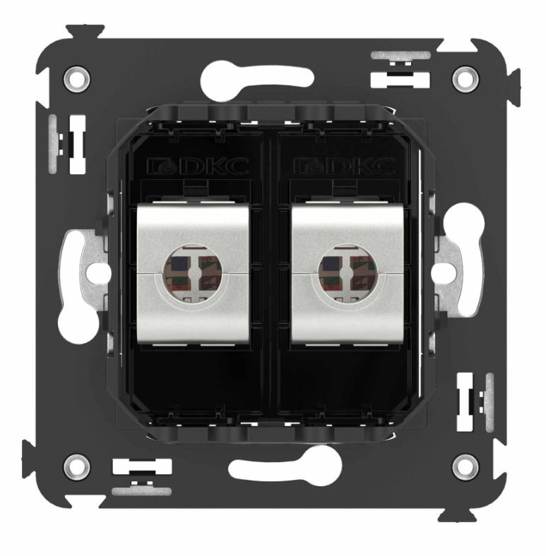 Розетка RJ-45 кат.6А двойная экранированная Avanti черный квадрат (4402774)