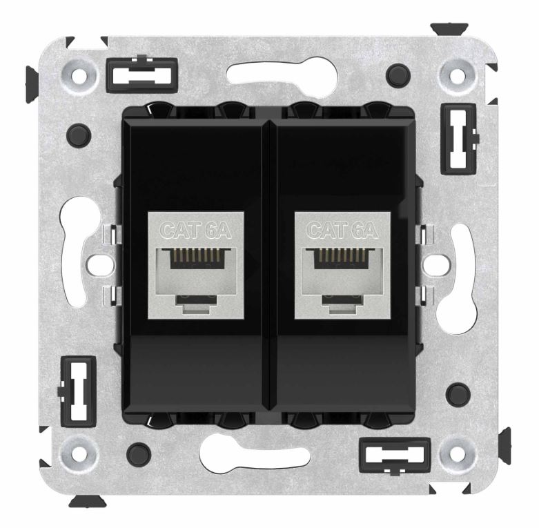 Розетка RJ-45 кат.6А двойная экранированная Avanti черный квадрат (4402774)