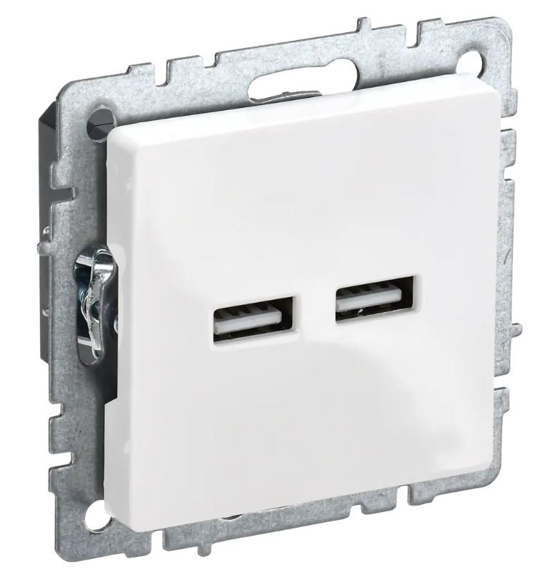 Розетка USB BRITE A+A 5В 3,1А РЮ10-1-БрБ белый (BR-U21-D31-K01)