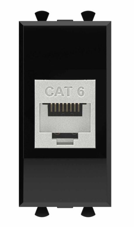 Розетка RJ-45 кат.6 экранированная 1 модуль Avanti черный квадрат (4402791)