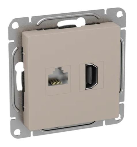 Механизм розетки HDMI+RJ45 (cat5), кремовый Эпика (UP1-SOI-HDMI-RJ45)