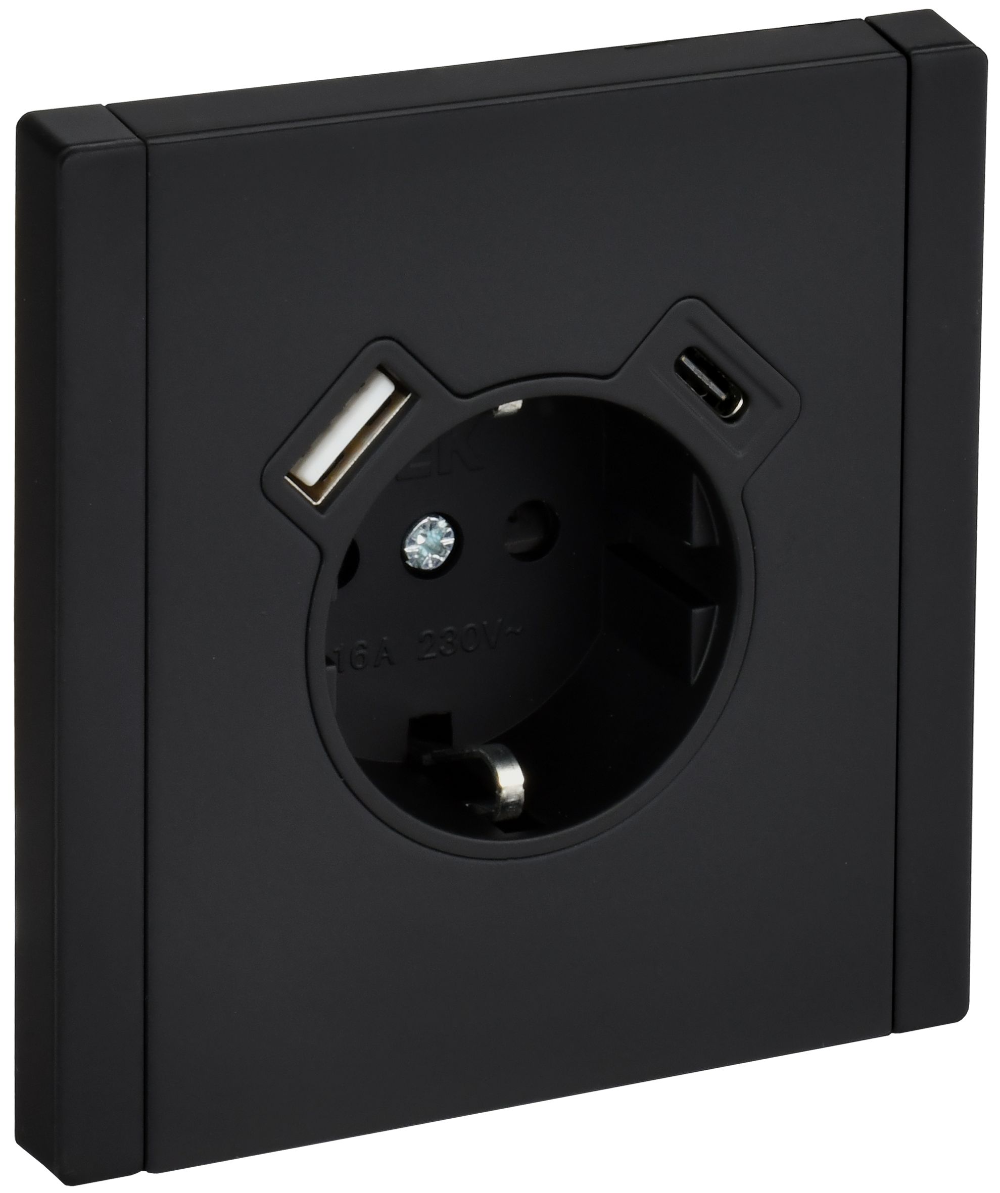 FORTE&PIANO Розетка USB A+C 18Вт FP147M с заземлением с защитными шторками винтовое крепление скрытой установки 16А металл черный (FP-R14-16-U22-018-M-K02)