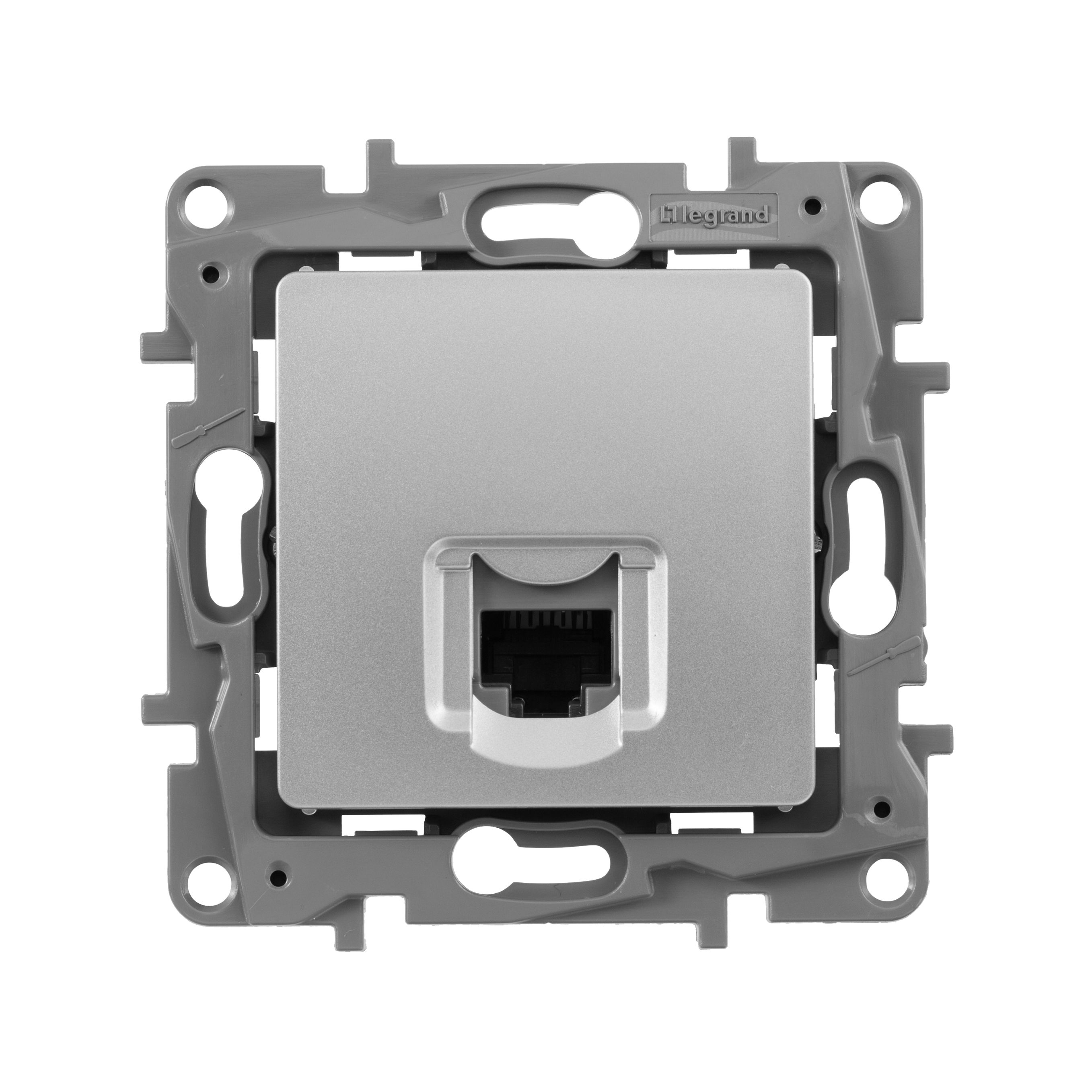 ETIKA розетка компьютерная RJ45, 5Е UTP, скрытой установки, алюминий (672441)