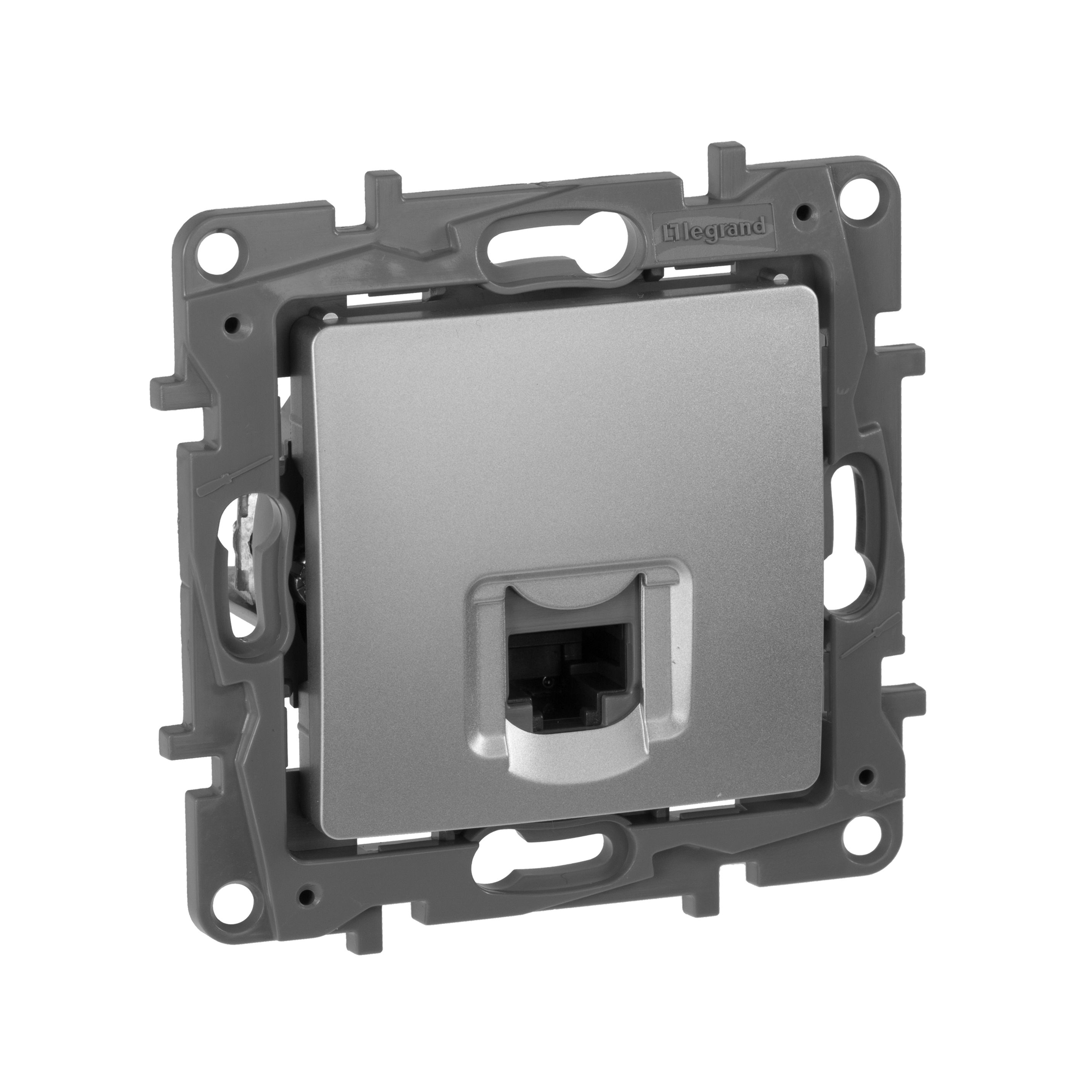 ETIKA розетка компьютерная RJ45, 5Е UTP, скрытой установки, алюминий (672441)