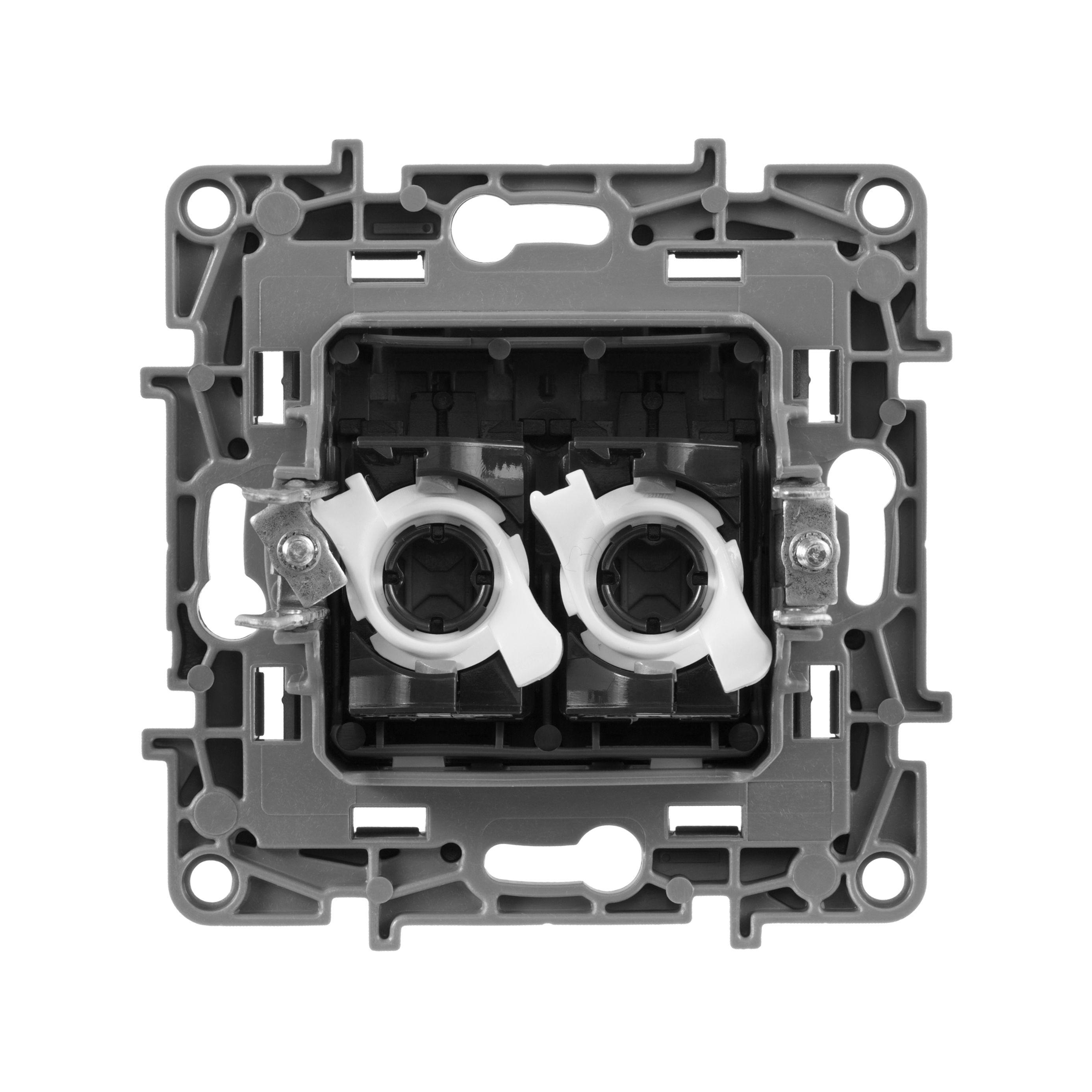 ETIKA розетка компьютерная двойная RJ45, 5Е UTP, скрытой установки, алюминий (672455)