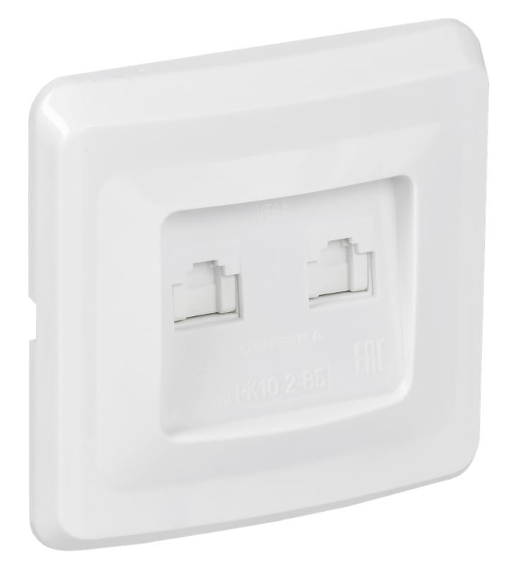 Розетка компьютерная 2-местная VEGA RJ45 РК10-2-ВБ кат.5е скрытой установки белый (EKV25-K01-DM)