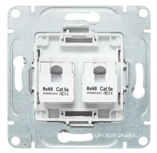 Механизм розетки RJ45 - 2 шт, (cat5), белый Эпика (UP1-SOW-2RJ45-5)