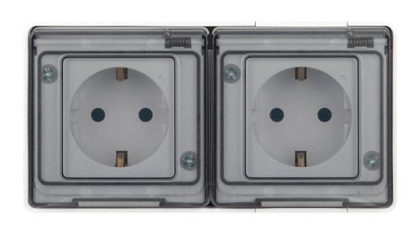 Розетка двойная ОУ Эксперт 11-2503-01 16А IP55 250В 2х2P+E белый ЭРА (Б0063264)
