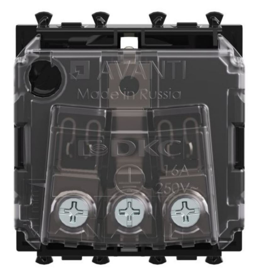 Розетка модульная, 2P+E, с з/ш, Avanti, черный матовый, 2 модуля (4412002)