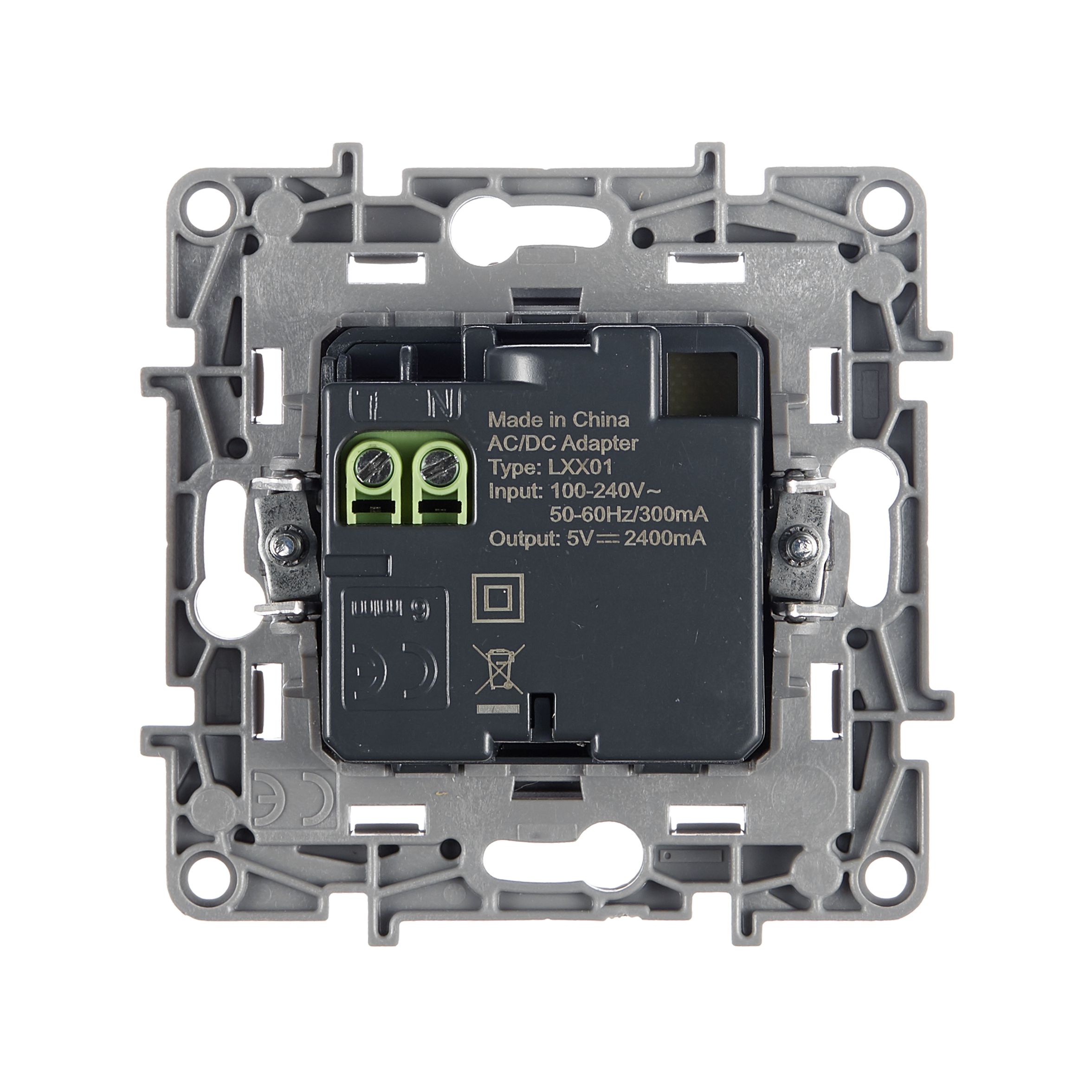ETIKA розетка USB A+A 15Вт, скрытой установки, алюминий (672494)