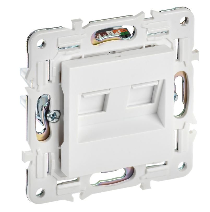 SKANDY Розетка компьютерная двойная RJ45 кат.5E SK-K03W скрытой установки арктический белый (SK-K20-1-K01)